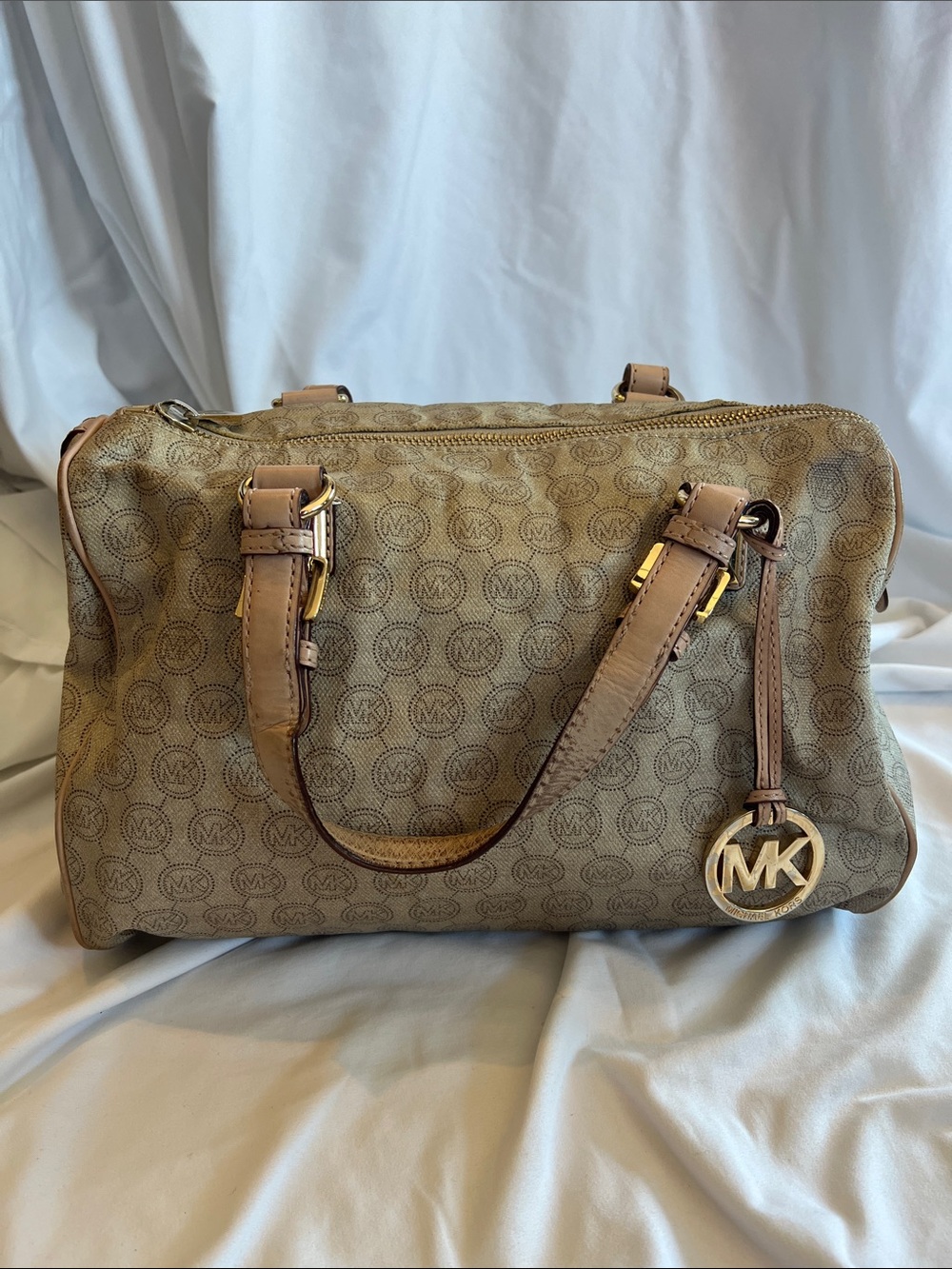 Michael Kors Beige Signature MK Satchel